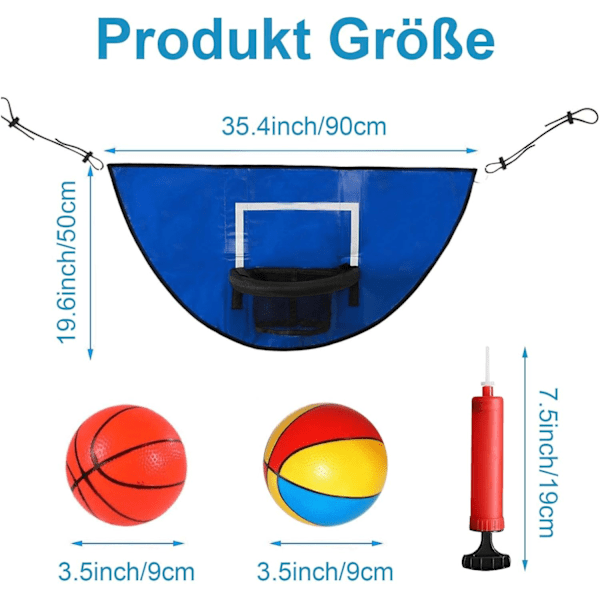 Trampoline basketballstativ, universal brett, minibasketballstativ, trampoline basketballtilbehør (med minibasketball), trampoline