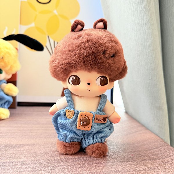 Denim Biscuit Overalls, Pop Mart Plyschhänge DIMOO Vinyl Dockkläder [Endast Dockkläder]