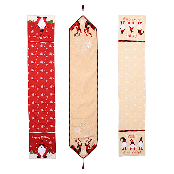 Slumpmässig 1 stycke, ny applikationsbroderad ansiktslös gammal man bordslöpare snöflinga duk kreativ europeisk jul tebord dekoration platsmatta