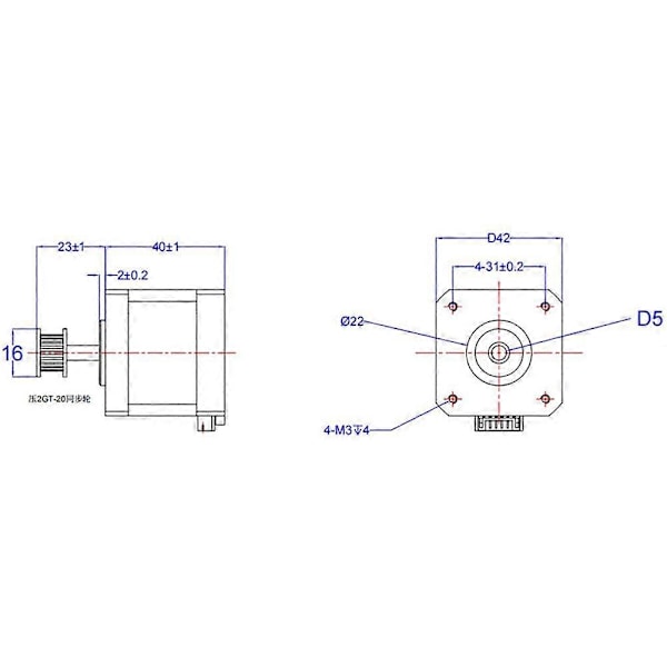 42-40MM Stepmotor Høj Temperaturbestandighed Understøtter Højhastighedsprint 3D Printermotor til K
