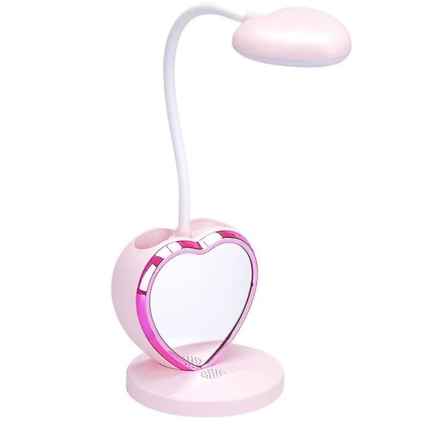 Led bordslampa för tjejer, uppladdningsbar led bordslampa med USB laddningsport och pennhållare, ögonvårdande