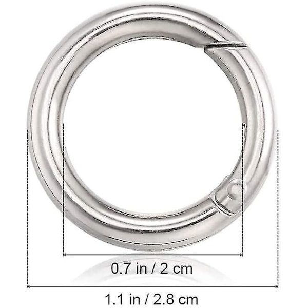 Bag Karabiner Ring, 30 stykker runde karabiner ringer, fjærspenne mini 20mm runde karabiner nøkkelring kroker klips kompatibel med håndverk og vesketilbehør