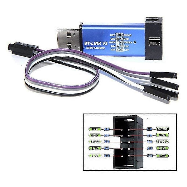 St Link V2 Mini Stm8 Stm32 Simulator Download Programmer Programmering Med Cover Kabel (tilfældig Farve)