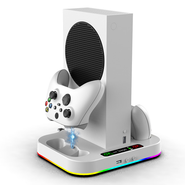 Xbox Series S konsoll multifunksjonell fargerik kjølebase XSS håndtak dobbel ladestasjon med håndtak batteri