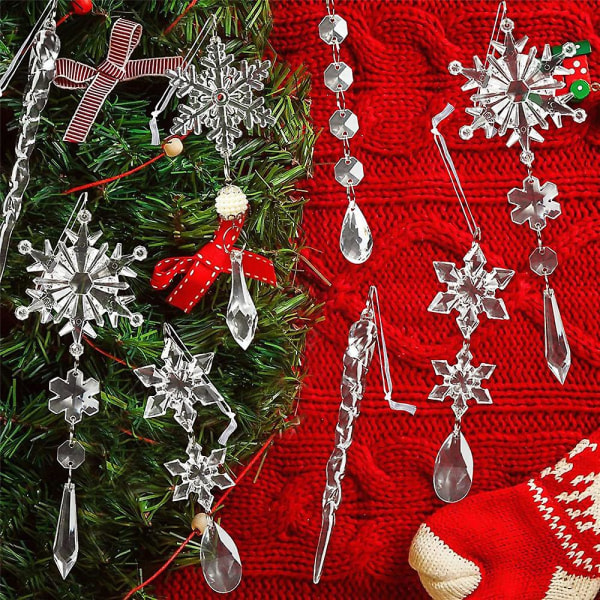 10 kpl Joulukristallikoristeita Kirkkaat Kierretyt Lumihiutaleet Jääpuikot Joulukuuseen ripustettavat koristeet upealla