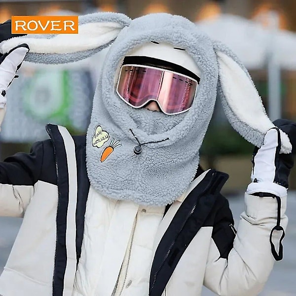 Rabbit Ear Helmet Winter Warm Ski Cover Comfortable Soft Fleece Skiing Head Warmer Cartoon Cute Decorative Helmet Cover Hat