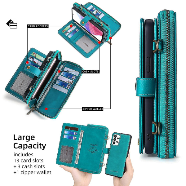 Megshi 020-serien för Samsung Galaxy A73 5g cover Avtagbar 2-i-1 plånbok Pu-läder+pc+tpu phone case
