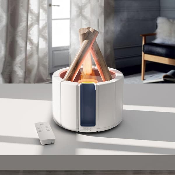 Flammefukter og Aroma Diffuser | Ultra Eterisk Olje Diffuser med Simulert Bålbluss Flammeeffekt Lys for Soverom, Hjem, Kontor black