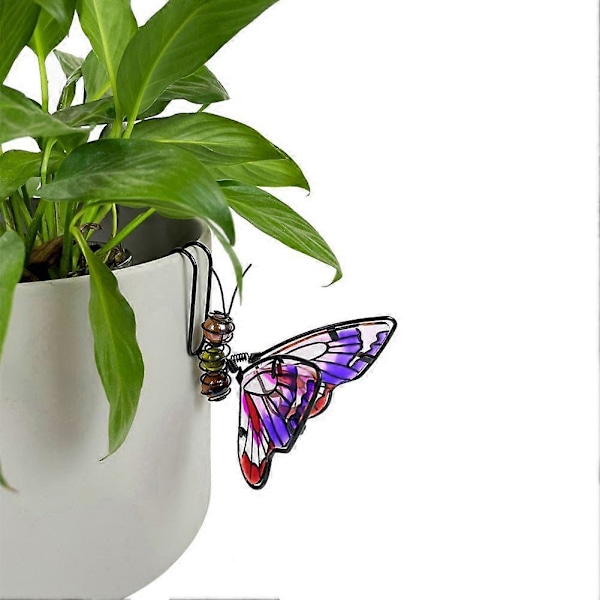 Blomsterpotte Dekoration Vedhæng Sommerfugl Guldsmed Metal Grøn Kant Ornamenter Pottede Malede Plante D