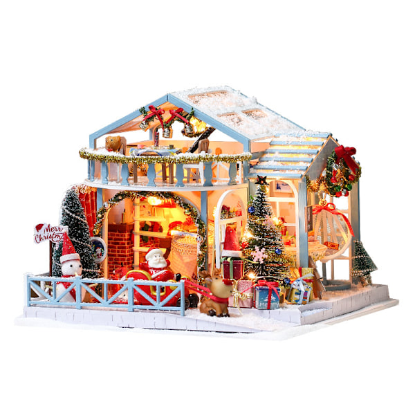 Jul DIY Stuga Villa Handgjord Bröllopshus Modell Montering Leksak Julgåva Prydnader Handgjorda Gåvor,