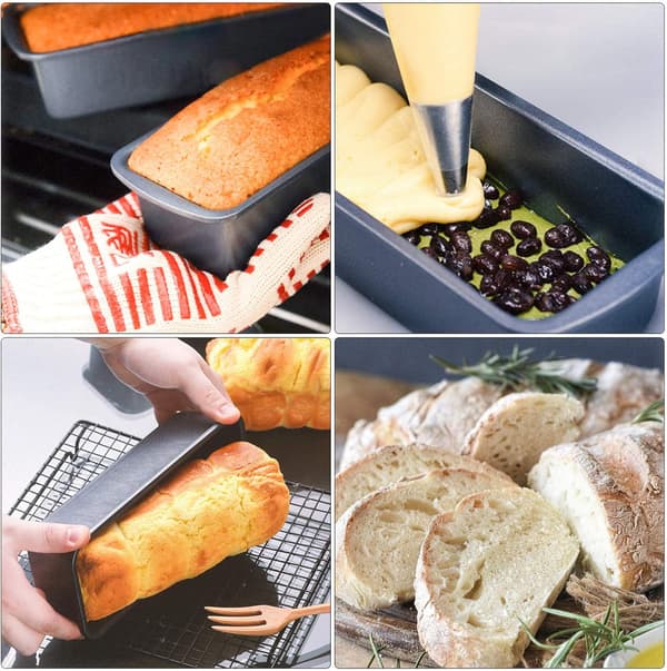 Bakform, Beasea brödformar set om 3, non-stick bakform för rostbröd, brödformar i kolstål - Svart