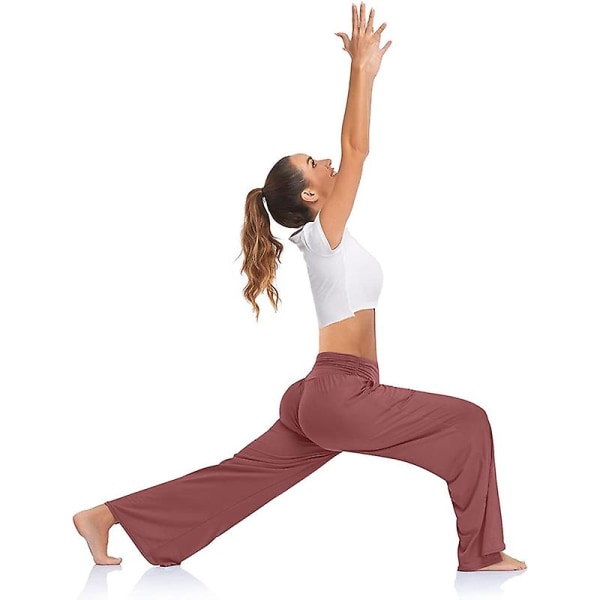 Kvinders højtaljede justerbare bindeknudebukser med brede ben til yoga