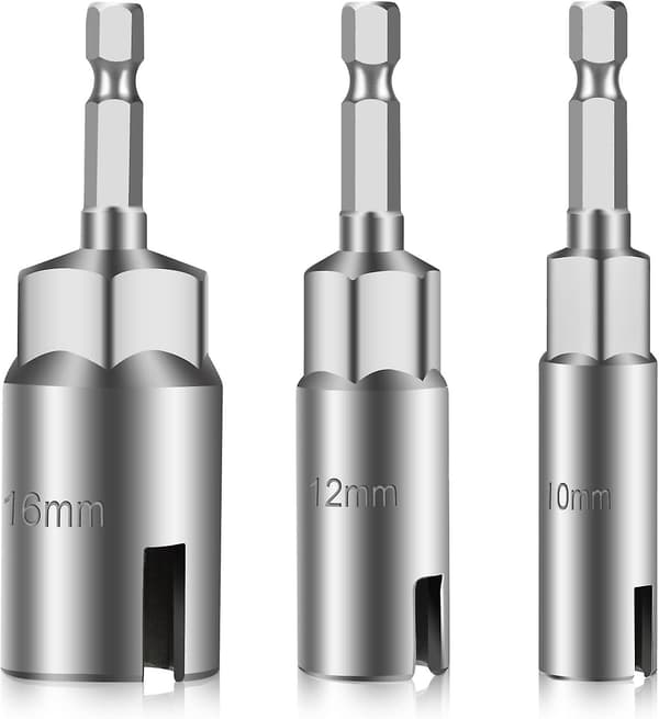 3-pack Hexskaft Mutterdragare, 1/4\" Hexskaft Power Wing Mutterdragare Set, Spårad Wingmutterkrok Borrbit Socket Nyckel Panelmutter Skruvverktyg Öga C-krok B