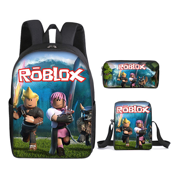 Ny tecknad Roblox grundskola och gymnasium skolväska tredelad set