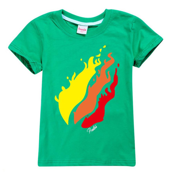 Barn Pojkar Flickor Prestonplayz Flame Print Kortärmad T-shirt med rund hals Casual T-tröjor 7-14 år