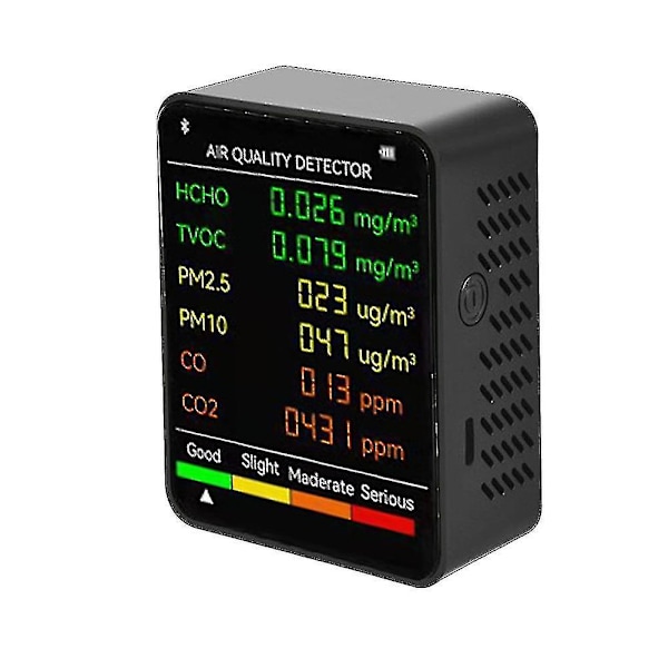 6-i-1 Luftkvalitetsdetektor LCD Stor Skærm CO2-måler PM2.5 PM10 HCHO TVOC CO CO2 CO Kuldioxid Formaldehyd Monitor