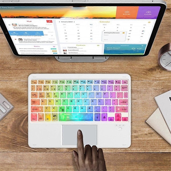 Transparent Fargerikt Lysende Bluetooth-Tastatur 10-Tommers Bakbelyst Bluetooth-Tastatur Egnet for Ta