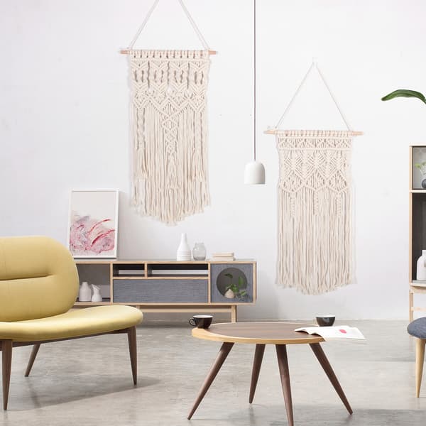 Makramé Vevd Vegghenging - 2 stk. Boho Chic Geometrisk Kunstdekor