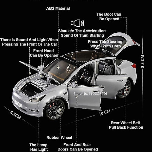 1/24 Skala Tesla Model Y Støbt Legering Legetøjsmodel Bil Simulation Med Lyd Lys Træk Tilbage Funktion Samling Drenge Legetøjsgaver