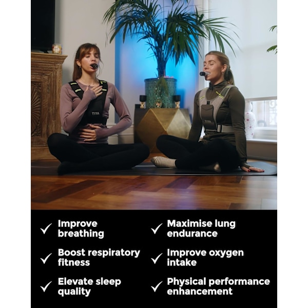 Åndedrætsøvelser - Bærbar Lungestyrker - Til Åndedrætsbehandling, Lung Detox og Slimfjernelse - Forbedrer Lungekapacitet - Sort