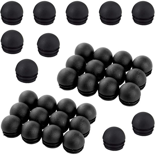 25mm Ribbede Domede Møbelbein Bord Stolleinnsatser Runde Endekapsler Plugger for Runde Stolle Rør Svart 50stk