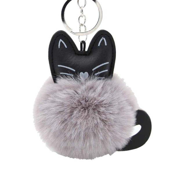 Premium kvalitet fluffig konstgjord päls katt nyckelring hängande juvelerare