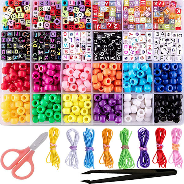 12 farver bogstavperler alfabetperler akryl kube runde kandi perler