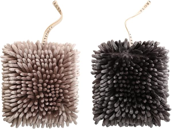2 stk. Chenille hængende håndklæde kugler superabsorberende mikrofiber håndklæde