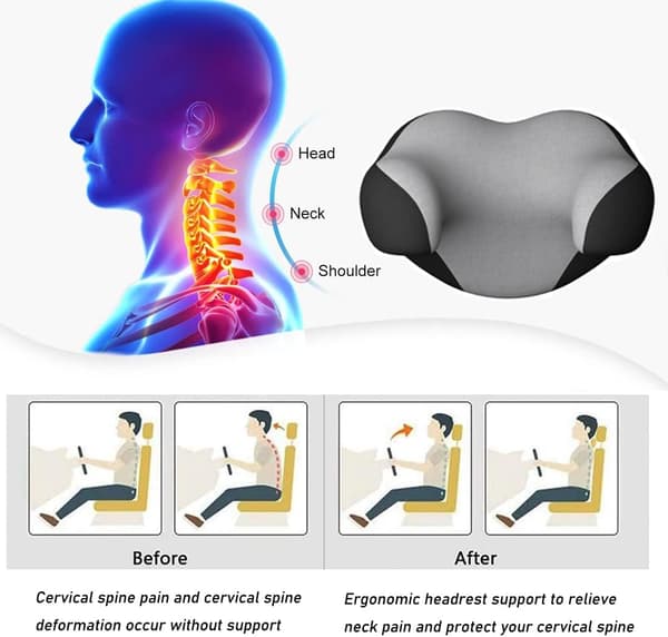 Bilbältes nackstöd kudde, minnesskum nackstöd kudde ergonomisk design