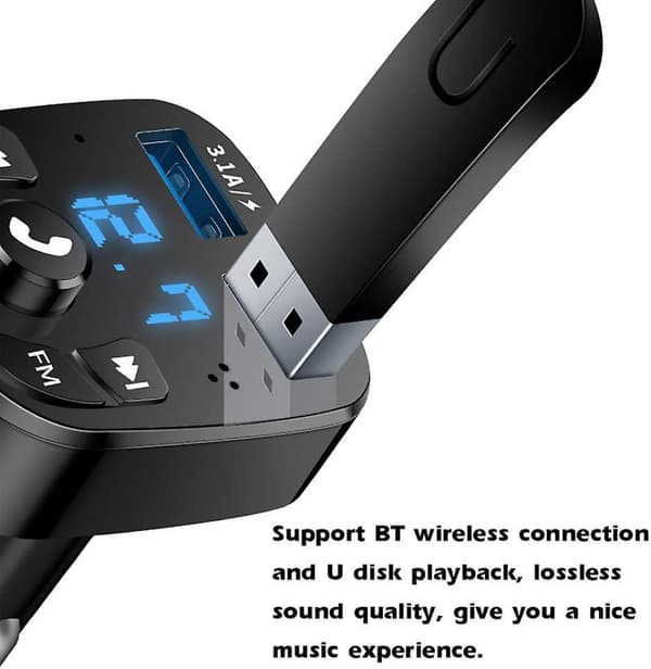 Bluetooth trådlös Fm-sändare, Bluetooth bil Mp3-spelare, laddare, 2 Us