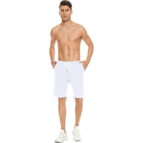 Men's Casual Shorts Elastic Jogger Gym Active Pocket Shorts white