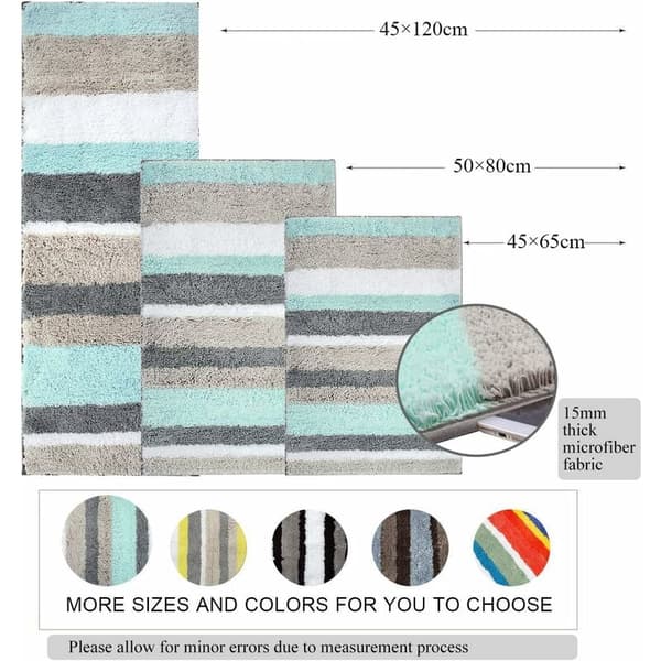 Vaskbart baderomsmatte, sklisikkert, superabsorberende dusjmatte for baderom (50X80cm, grønn/grå)