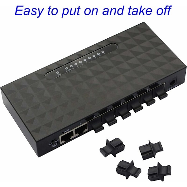 RJ45 Ethernet Hub Port Støvkappe Beskytter af FENGQLONG 50stk Sort