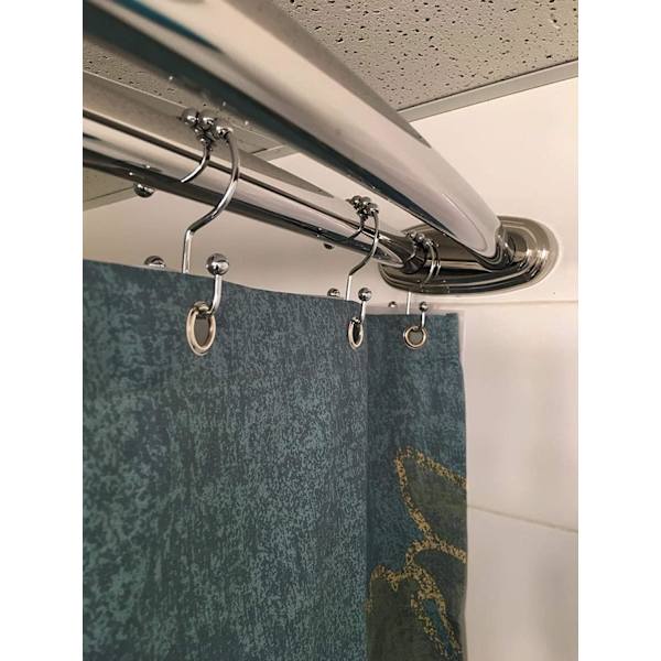 12 st gardinkrokar, dubbelsidiga duschkrokar, rostfritt stål