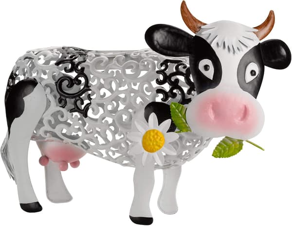 Smart Solar Grazing Cow Metal Silhouette