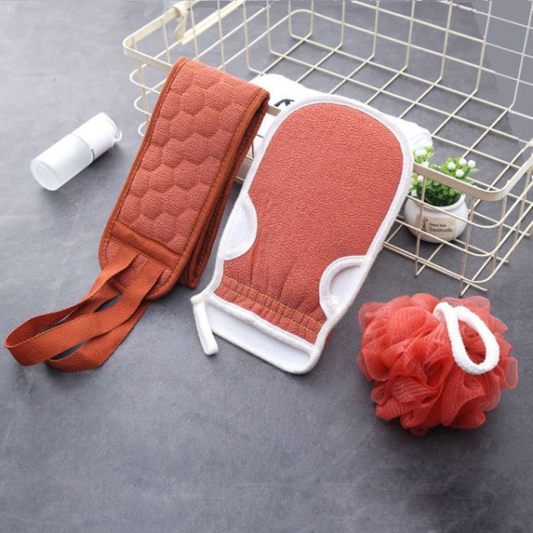 Red Bath Body Brush Shower Deep Exfoliating Decontamination Glove