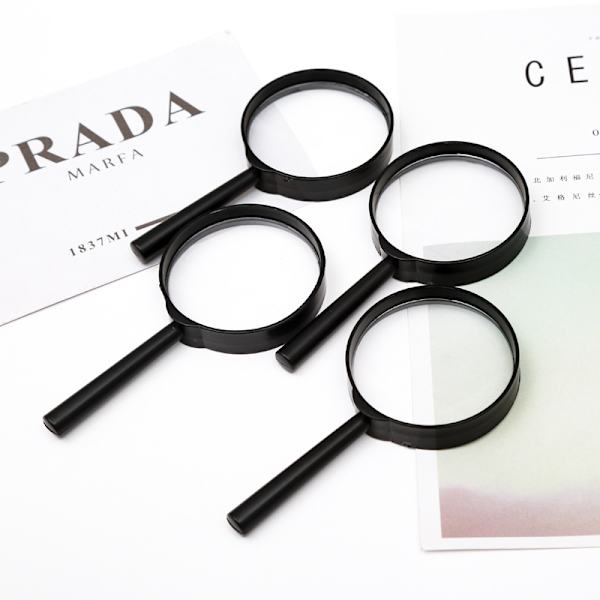 Sett med 5 stk 60mm plastforstørrelsesglass for barn og eldre