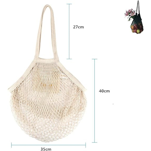Shopping Net, Sæt med 2 Genanvendelige Shopping Net Foldbar Mesh Bomuld