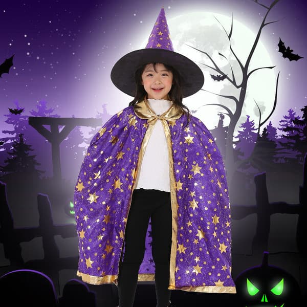 Halloween Kostume Troldmand Kappe Heks Kappe Med Hat, 90cm