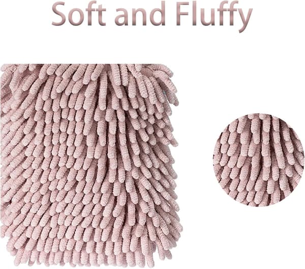 2 Pack Söta Djur Chenille Handdukar, Fuzzy Ball Handduk med Loop,