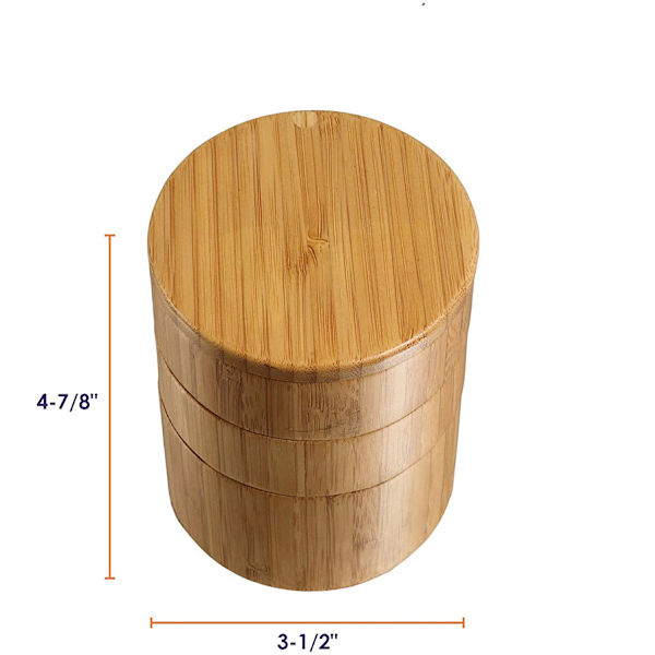 Saltkar i tre nivåer av bambu, förvaring av salt och peppar i köket, med magnetiskt svänglock, flikförsedd kryddbox
