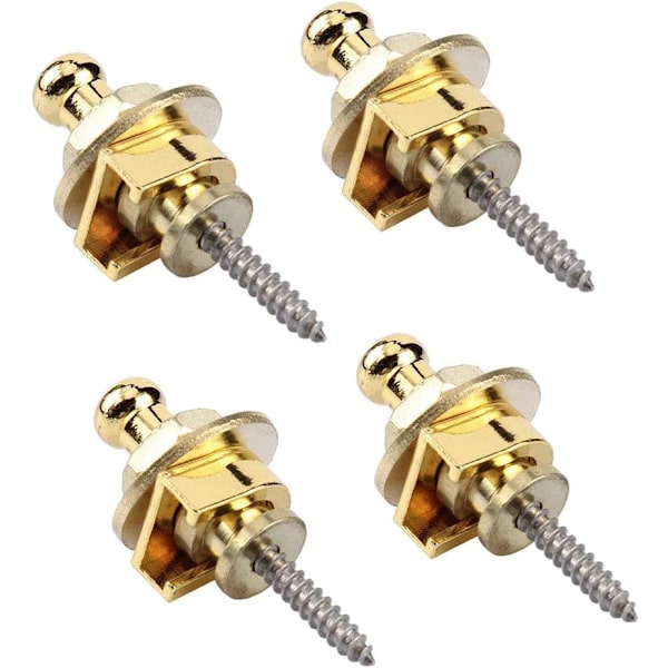 4 stk. Gitarre Remme Låser Knapper for Gitarre Rem, Metall Gitarre Remme Låser, for Gitarre Rem Gitar og Bass Gull
