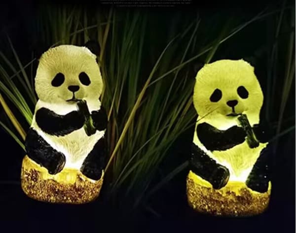 Solcellsbelysning för trädgårdspålar - panda solcellsbelysning utomhusträdgård, Wat