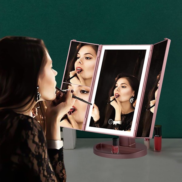Lighted Makeup Mirror, 2X/3X Lighted Magnifying Mirror, Foldable Mirror, 1