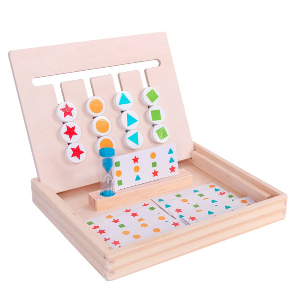 Montessori læringslegetøj Slide Puslespil Farve & Form Matchende Brai