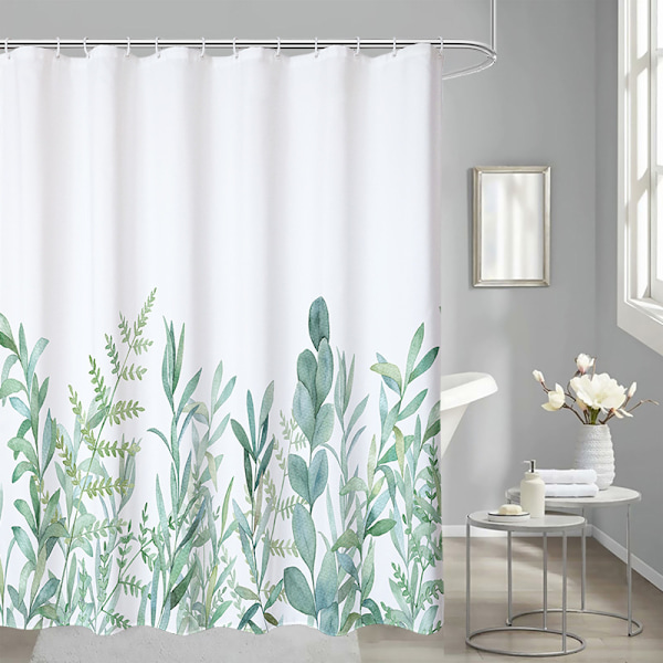1 stk. Nydelig dusjforheng med plante mønster, vanntett polyester dusjforheng, hurtig tørking, 183x183cm for badekar eller bad