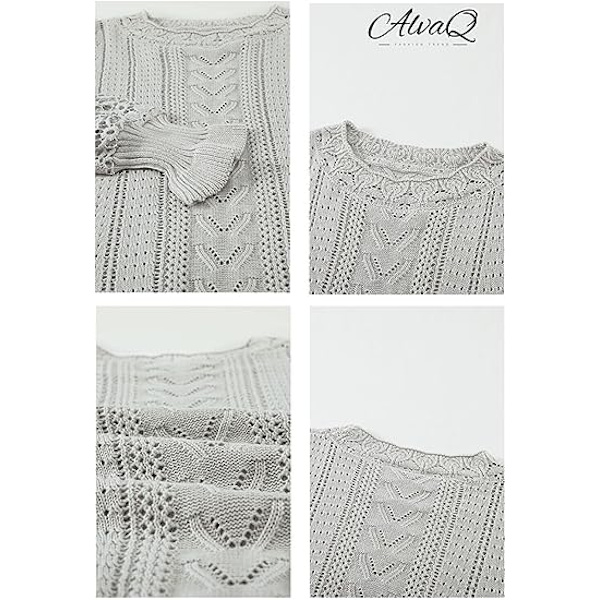 Kvindernes Blonder Hæklet Langærmet Crewneck Sweater Vinter Strik Pullover