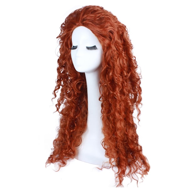 Lång lockig hår orange peruk cosplay röd peruk halloween prinsessa cos