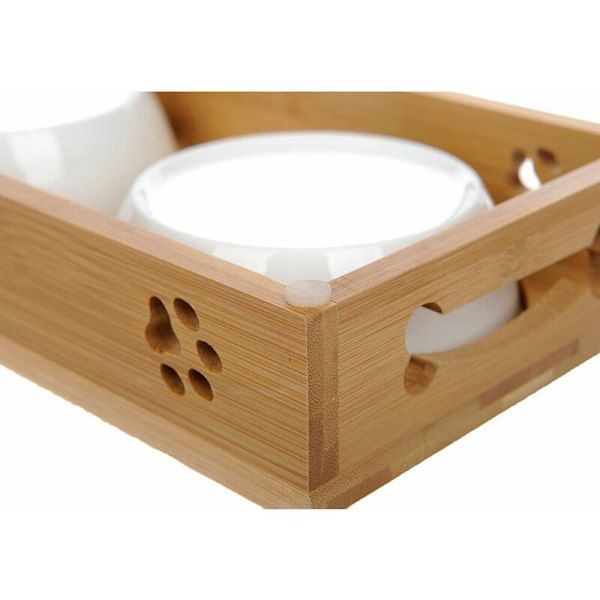 Katteskåle i keramik med bambusstativ 29,3*13,8*5cm