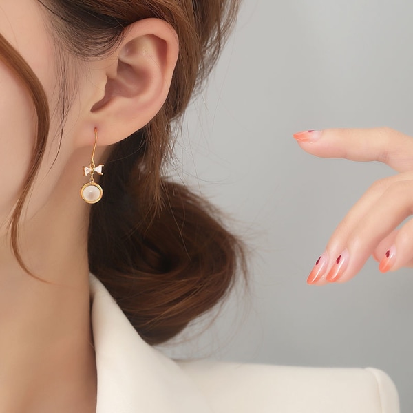 Fashion Silver Fyllda Vita Simulerade Opal Ear Stud örhängen